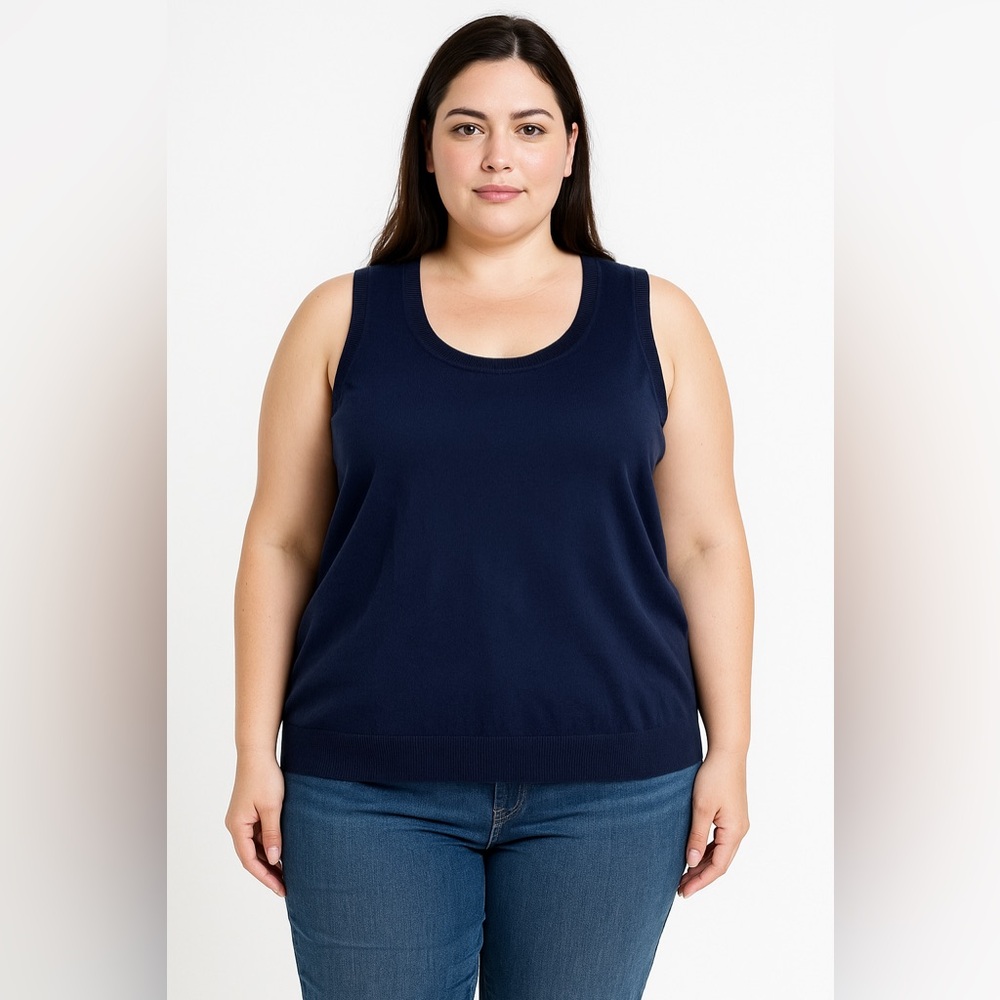 Talbots‎ Pima Cotton Sweater Vest Navy Blue Tank Top Size Large NWT